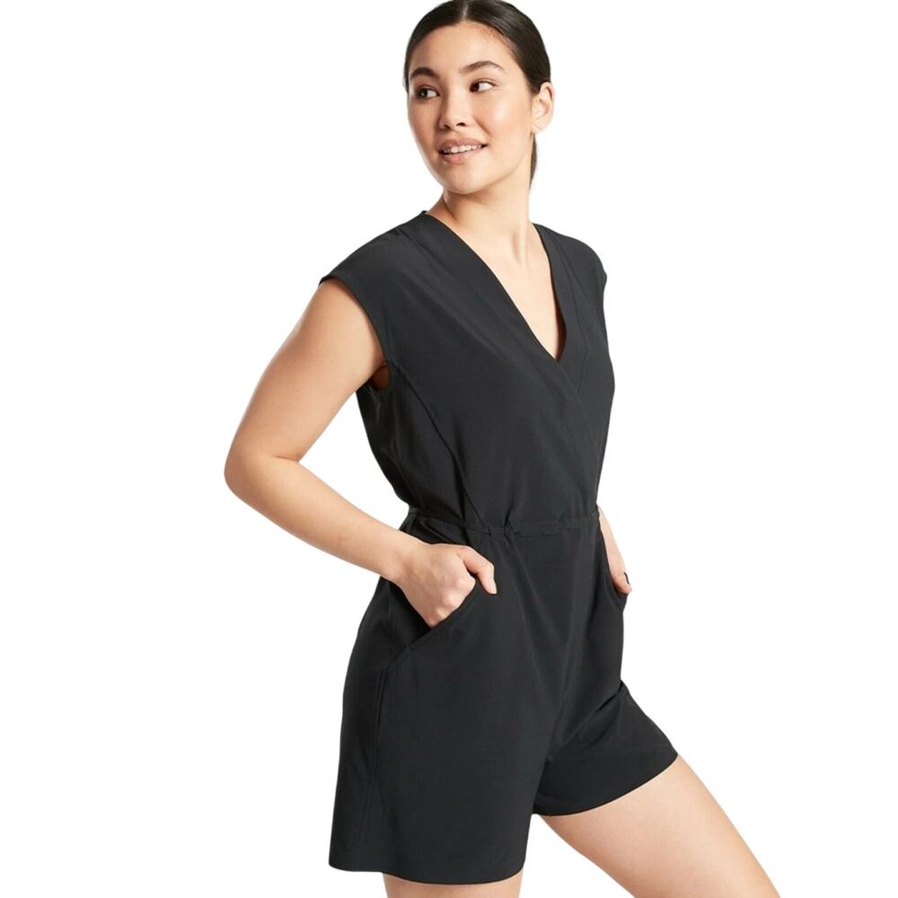 Athleta Marlow Romper in Black Sporty Activewear Size Small